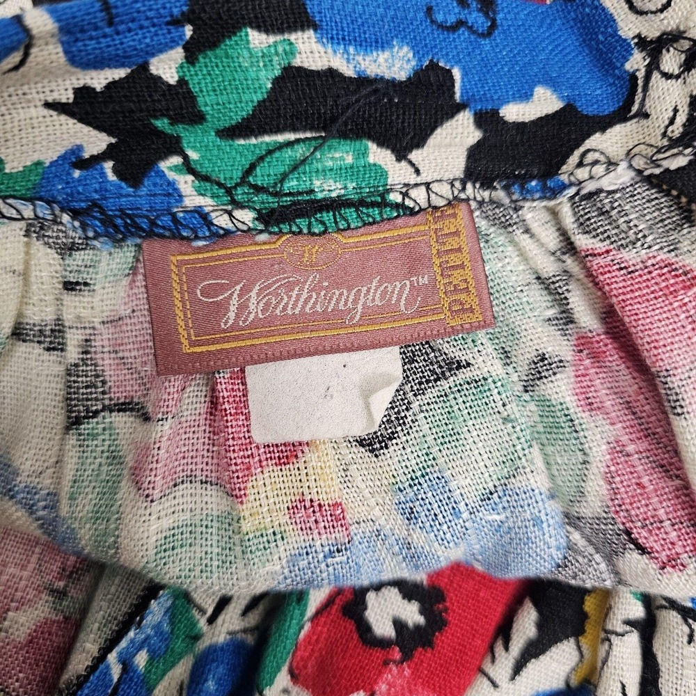 Vintage 80s Worthington Petite S Floral Pleated Midi Skirt Rayon Made‎ USA - Picture 9 of 10